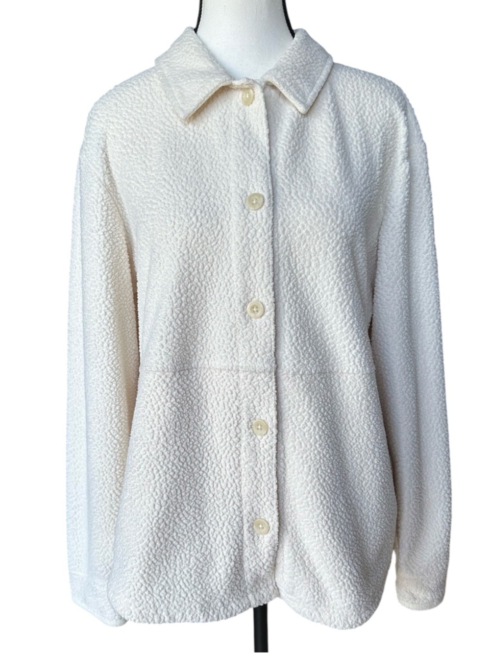 L.L. Bean Women's Cozy Cottage‎ Sherpa Fleece Shirt Jacket Ivory Small Shacket